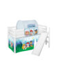 Jelle loft bed with slanted slide and curtain PAW Patrol blue play bed