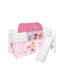 Jelle loft bed with slanted slide and curtain PAW Patrol play bed