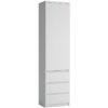 Karino Tall Narrow 1 Door 3 Drawer Cupboard In White