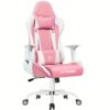 Kawaii Gaming Chair For Girl Ergonomic Desk Racing Office Adjustable High Back Game Swivel Faux Leather Chair With Lumbar Support And Headrest