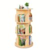 Kids Rotating Bookshelf, Small Corner Bookshelf For Small Space, 360° Display 3 Tier Floor Standing Bookshelf Storage Rack, Wooden Narrow Bookcase