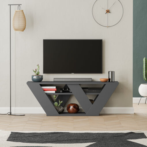 Kirstin 110 Cm TV Stand for TVs up to 48" | Modern Entertainment Unit with V-Shaped Legs