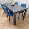 Kosy Koala - Dining Table and 4 Chairs Black Dark Grey Blue Velvet Chairs Wood Dining Set Furniture