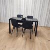 Kosy Koala - Dining Table and 4 Chairs Black Glass 4 Velvet Chairs Dining Room Furniture