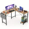 L Shaped Computer Desk - Gaming Table 50 Inch Pc Desk Study Desks With Wooden Desktop Cpu Stand Side Bag Reversible For Home Office Dorm Small Space