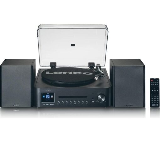 LENCO MC-460BK Bluetooth Hi Fi System with Belt Drive Turntable - Black, Black