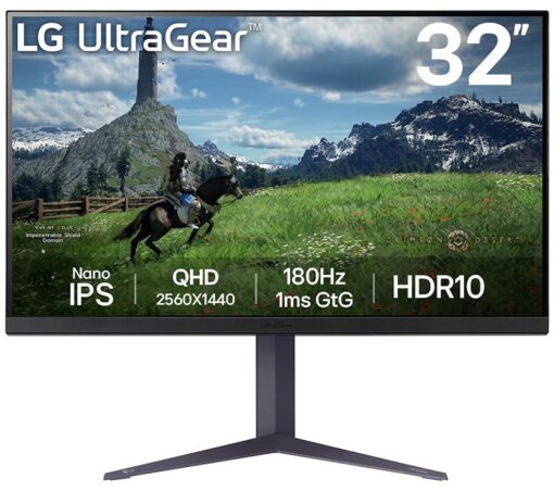 LG UltraGear 32GS85Q-B.AEK Quad HD 32" Nano IPS Gaming Monitor - Dark Grey, Silver/Grey,Purple