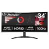 LG UltraWide 34WR50Qk-B.AEK Quad HD 34" Curved VA LCD Monitor - Black, Black