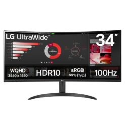 LG UltraWide 34WR50Qk-B.AEK Quad HD 34" Curved VA LCD Monitor - Black, Black