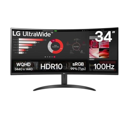 LG UltraWide 34WR50Qk-B.AEK Quad HD 34" Curved VA LCD Monitor - Black, Black