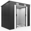 Large 6x4' Metal Tool Shed With Foundation 2m² 4m³ Pent Roof 200x125x185cm Sliding Door Galvanised Steel Garden Equipment Bike Log Storage Anthracite