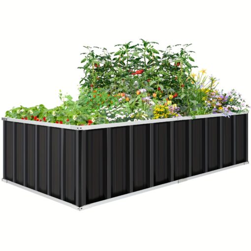 Large Galvanized Raised Garden Beds Metal Garden Beds Galvanized Steel Planter Box For Vegetables Flowers , Black