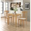 Ledbury Light Oak Dining Table and Chairs Set 2, Small Dining Table & Chairs with Warm Cream Fabric Seat Pads, Wooden Dining Room Set for Home & Cafe