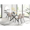 Lenworth Black Metal and Glass Rectangular Dining Table Set with 4 Luxury Faux Leather Chairs