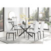 Lenworth Black Metal and Glass Rectangular Dining Table Set with 6 Quilted Faux Leather Chairs