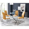 Lenworth Chrome and Glass Rectangular Dining Table Set with 4 Upholstered Faux Leather Chairs