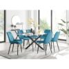 Lenworth Glass Rectangular Dining Table Set with 6 Luxury Velvet Chairs