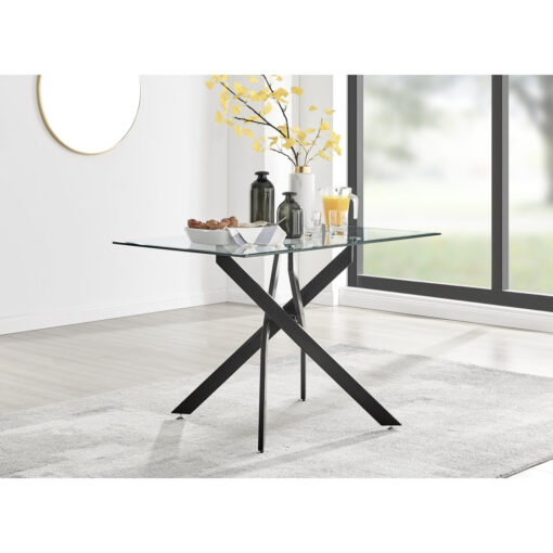 Lenworth Luxury Rectangular Dining Table in Glass and Chrome Metal - Modern Statement Design