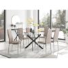 Leonardo Black Leg Glass Dining Table & 6 Cappuccino Milan Chrome Leg Chairs