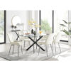 Leonardo Black Leg Glass Dining Table & 6 Cream Pesaro Silver Leg Chairs