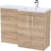 Level Furniture Combination Vanity Basin and wc Unit Right Hand - 1100mm x 390mm - Bleached Cuneo Oak Balterley