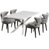 Life Interiors - 5 Pieces Oxford Duke Dining Set - a White Rectangular Dining Table and Set of 4 Dark Grey Dining Chairs - Dark Grey