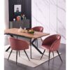 Life Interiors - Blaze lux Vittorio Dining Set - an Oak Extendable Dining Table and Set of 4 Pink Velvet Dining Chairs - Dining Room Kitchen