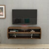 Linen Floating Tv Stand With Shelves - Anthracite