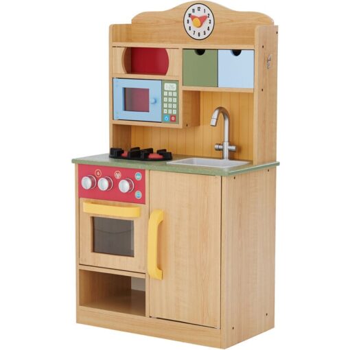 Little Chef Florence Classic Interactive Wooden Play Kitchen, Wood Grain - Teamson Kids