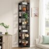 Little Tree 78.7 Inch Extra Tall Narrow Bookshelf, 7 Tier Skinny Bookcase For Small Spaces, Freestanding Display Shelves, Multi-functional Corner