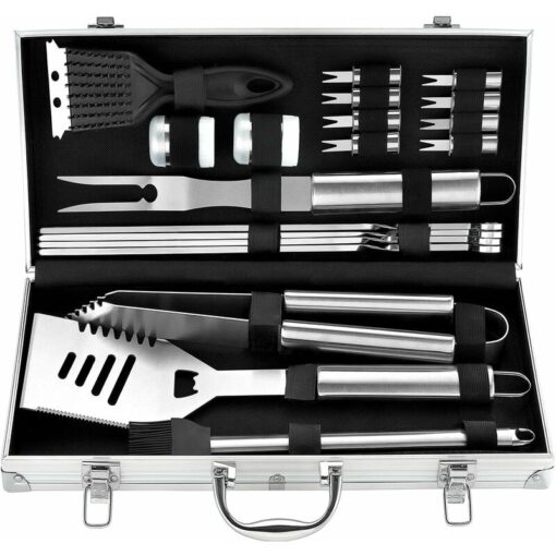 Live House - 20PCS bbq Kit - Stainless Steel bbq Grill Utensils in Aluminum Case - Barbecue Tool Set - Great Father's Day Gift for Men