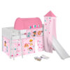 Loft bed IDA country house with slide, curtain and tower PAW Patrol play bed 200 x 90cm