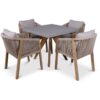 Luna 90Cm Square Concrete Table - Warm Grey With 4 Roma Dining Chairs