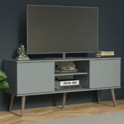 MADESA Modern Tv Stand With 2 Doors and 2 Shelves for TVs up to 55 Inches - 60 H x 38 D x 138 L cm