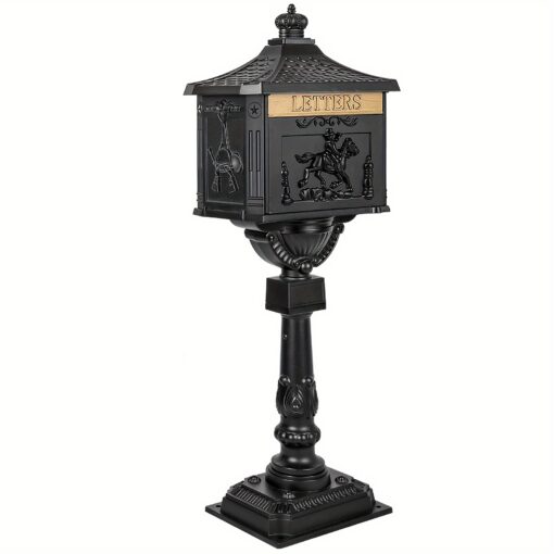 Mailbox Cast Aluminum Black Mail Box Postal Box Security Heavy Duty New