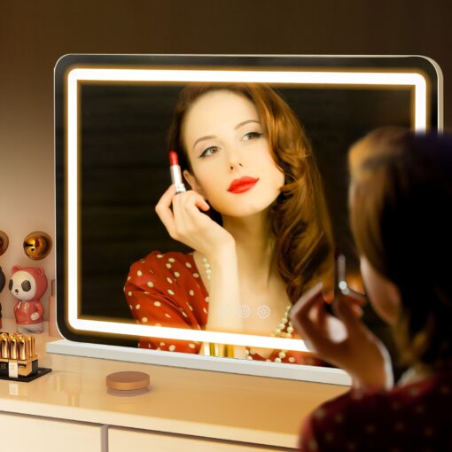 Makeup Mirror Large Vanity Light Mirror With Dimmable Led Bulbs Mirror