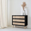 Manley Wood and cane rattan detail 3-drawer chest, Boheme