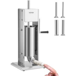 Manual Sausage Stuffer, 8LBS/5L Capacity, Two Speed 304 Stainless Steel Vertical Sausage Stuffer, Sausage Filling Machine with 4 Stuffing Tubes,