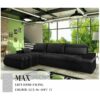 Max Left Hand Facing Corner Sofa Bed - Dark Grey & Black