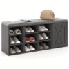 Maxmass Shoe Bench W/padded Cushion 9-cube Adjustable Storage Shoe Rack Grey