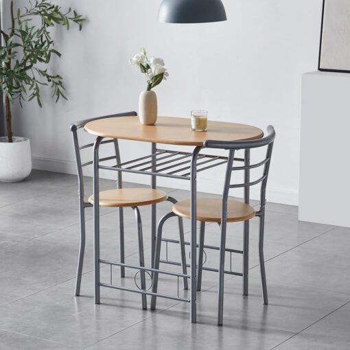 Mcc Direct Set Metal Wood Effect Kitchen Table Dining Chairs Barley