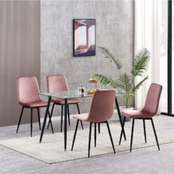 Mcc Of 4 Designer Velvet Chairs Fabric Dining Chairs With Metal Legs- Chairs