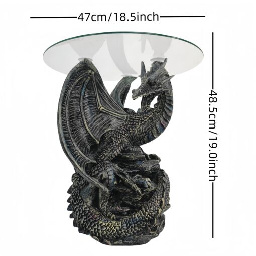 Medieval Evil Dragon Pedestal Table End Table Side Table Dragon Theme Collectible Resin Statue Home Office Living Room Man Cave Decor Gift