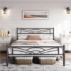 Metal Platform Bed Frame With Headboard And Footboard 4ft6 Double Metal Bed Foundation With Storage For Bedroom