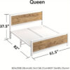 Metal Platform Bed Frame With Wooden Headboard Footboard, Rustic Country