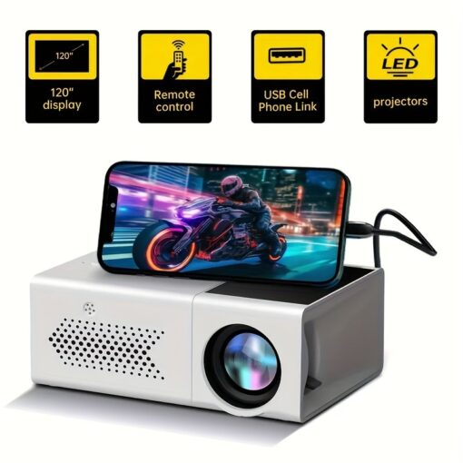 Mini Portable Projector 3000 Lumen, Wired Video Projector, Home Theater Projector, Full Hd Compatible With Usb/av/laptop, Suitable For Home