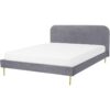 Minimalist Velvet Upholstered eu Double Size Bed 4.6ft Headboard Grey Flayat