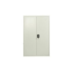 Mmt Furniture Designs Ltd - White Stainless Steel Filing cabinet with 3 shelves - 2 Door Lockable Filing Cabinet - Tall Metal Office Storage Cupboard