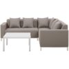 Modern Garden Lounge Set 5-Seater with Table and Cushions Polyester Beige Belize