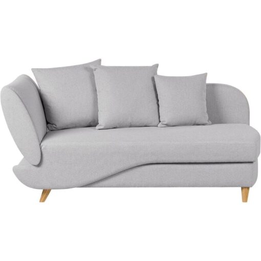 Modern Left Hand 2 Seater Chaise Lounge Storage Box Throw Cushions Fabric Light Grey Meri ii